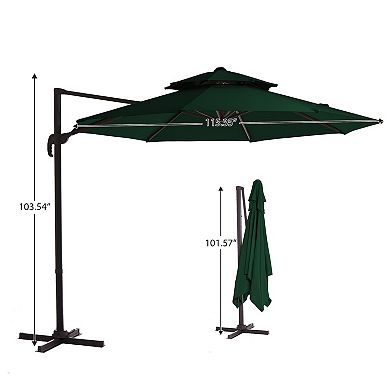 Serwall 10ft Patio Cantilever Umbrella with Crank & Tilt Sold with Base