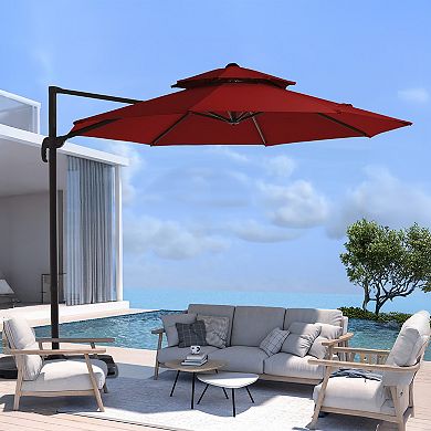 Serwall 10ft Patio Cantilever Umbrella with Crank & Tilt Sold with Base