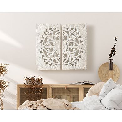 Saanvi Carved Wood Wall Art Set 2 Piece