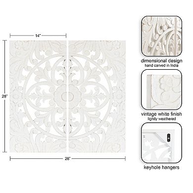 Saanvi Carved Wood Wall Art Set 2 Piece