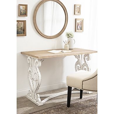 Wyldwood Rustic Carved Wood Desk 46x24x30