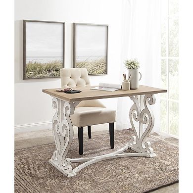 Wyldwood Rustic Carved Wood Desk 46x24x30