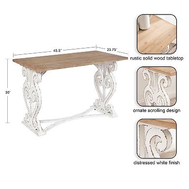 Wyldwood Rustic Carved Wood Desk 46x24x30
