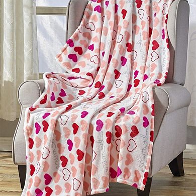SimpleElegance Amor Infinito Microplush Heart Themed Throw Blanket