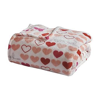 SimpleElegance Amor Infinito Microplush Heart Themed Throw Blanket