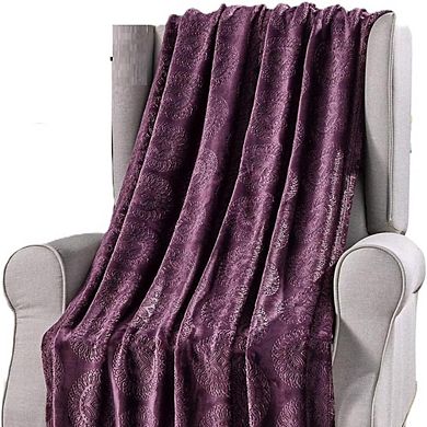 SimpleElegance Sunburst Medallion Embossed Plush Throw Blanket