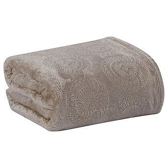 SimpleElegance Sunburst Medallion Embossed Plush Throw Blanket