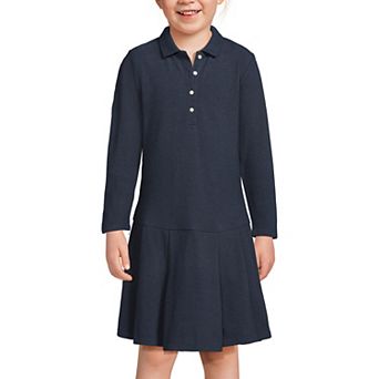 Girls 4-16 Lands' End Long Sleeve Pleated Polo Dress