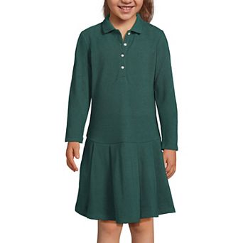 Girls 4-16 Lands' End Long Sleeve Pleated Polo Dress