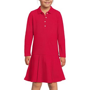 Girls 4-16 Lands' End Long Sleeve Pleated Polo Dress