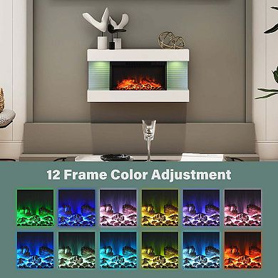 Mondawe Electric Fireplace Integrated 3-Sided Fireplace with 32" Suspended LED Light Mantel