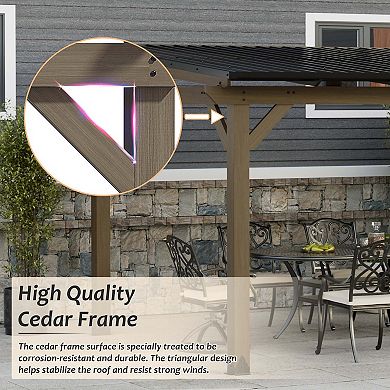 Mondawe 10 ft. x 12 ft. Outdoor Cedar Wooden Hardtop Gazebo with Pitched Galvanized Steel Roof