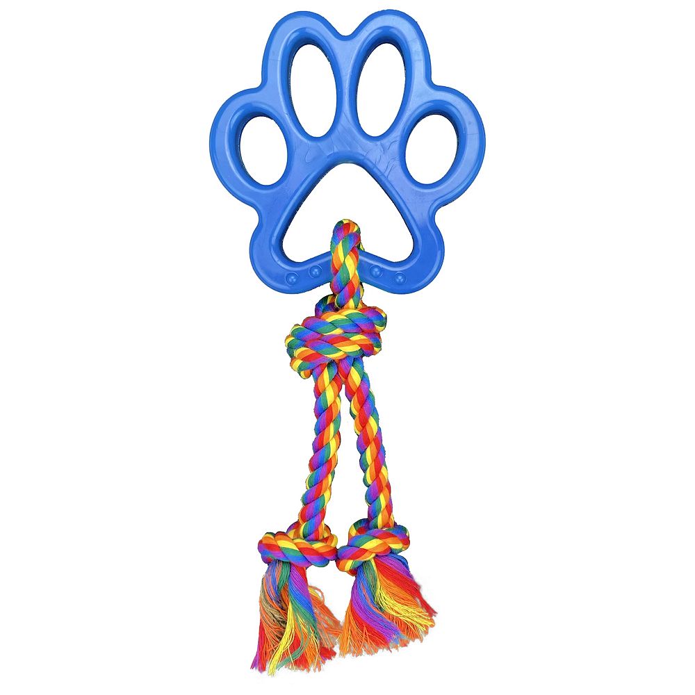 Multipet 14-Inch TPR Tug O Paw & Rope Dog Toy