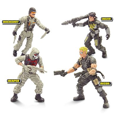 Lanard Toys Mission Terrain Battle 4 Posable Action Figures 9-piece Set