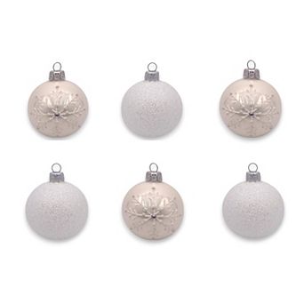 Discover Europe Made in Poland Snowflake Glass Ball Christmas Ornament Set of 6