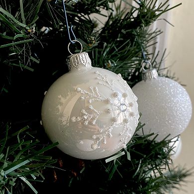 Discover Europe Made in Poland Snowflake Glass Ball Christmas Ornament Set of 6