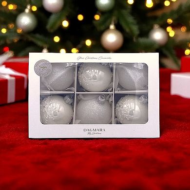 Discover Europe Made in Poland Snowflake Glass Ball Christmas Ornament Set of 6