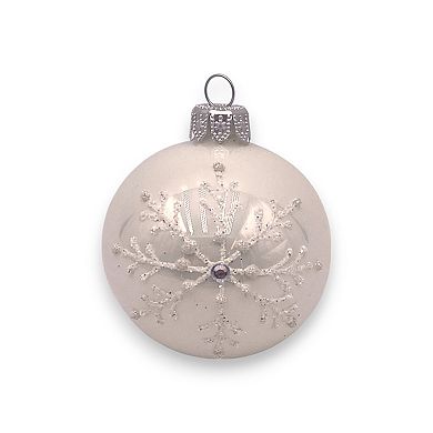 Discover Europe Made in Poland Snowflake Glass Ball Christmas Ornament Set of 6