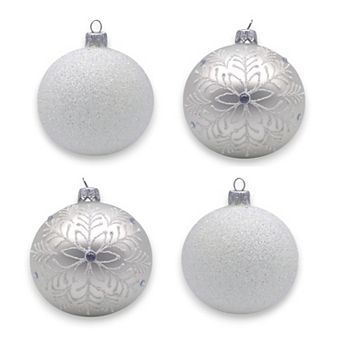Discover Europe Made in Poland Festive Glass Ball Christmas Ornament Set of 4