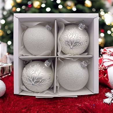 Discover Europe Made in Poland Festive Glass Christmas Ornament Set of 4