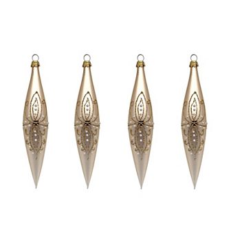 Discover Europe Made in Poland Glass Magical Icicles Christmas Ornament Set of 4