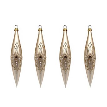 Discover Europe Made in Poland Glass Magical Icicles Christmas Ornament Set of 4