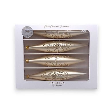 Discover Europe Made in Poland Glass Magical Icicles Christmas Ornament Set of 4