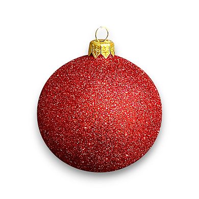 Discover Europe Made in Poland Red Botanical Glass Christmas Ornaments Set of 4