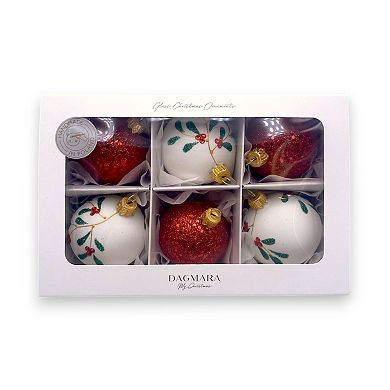 Discover Europe Made in Poland Festive Joy Glass Christmas Ornament Set of 6