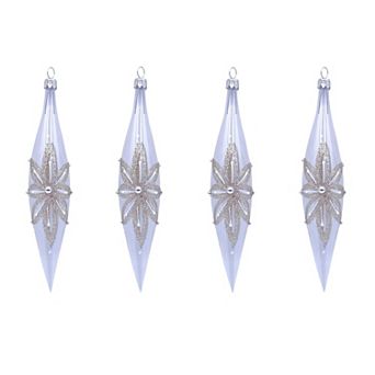 Discover Europe Made in Poland Clear Glass Icicles Christmas Ornament Set of 4