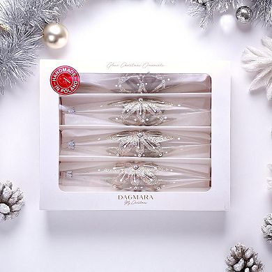 Discover Europe Made in Poland Clear Glass Icicles Christmas Ornament Set of 4