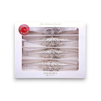 Discover Europe Made in Poland Clear Glass Icicles Christmas Ornament Set of 4