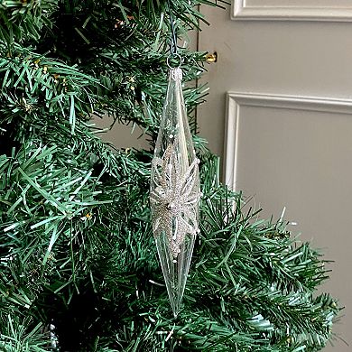 Discover Europe Made in Poland Clear Glass Icicles Christmas Ornament Set of 4