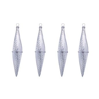 Discover Europe Made in Poland White Glass Icicles Christmas Ornament Set of 4