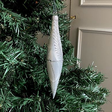 Discover Europe Made in Poland White Glass Icicles Christmas Ornament Set of 4