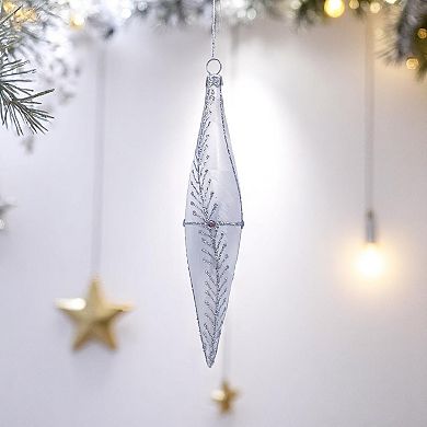 Discover Europe Made in Poland White Glass Icicles Christmas Ornament Set of 4