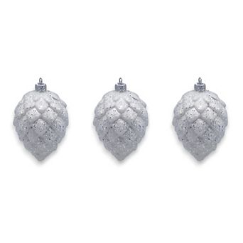 Discover Europe Made in Poland White Glass Pinecone Christmas Ornament Set of 3