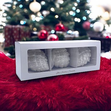 Discover Europe Made in Poland White Glass Pinecone Christmas Ornament Set of 3