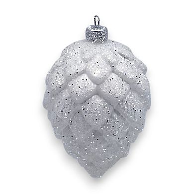 Discover Europe Made in Poland White Glass Pinecone Christmas Ornament Set of 3