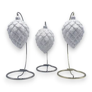 Discover Europe Made in Poland White Glass Pinecone Christmas Ornament Set of 3