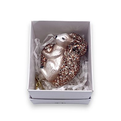 Discover Europe Made in Poland Squirrel Glass Christmas Ornament