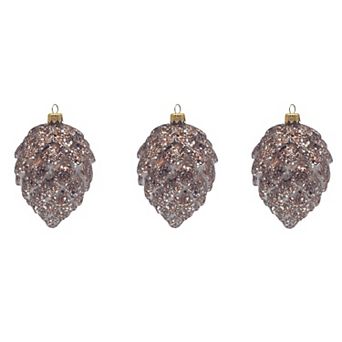 Discover Europe Made in Poland Glass Pinecones Christmas Ornament Set of 3