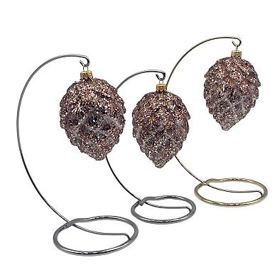 Discover Europe Made in Poland Glass Pinecones Christmas Ornament Set of 3