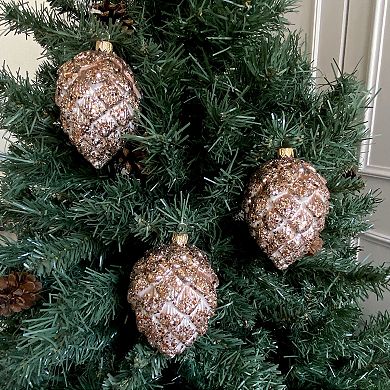 Discover Europe Made in Poland Glass Pinecones Christmas Ornament Set of 3