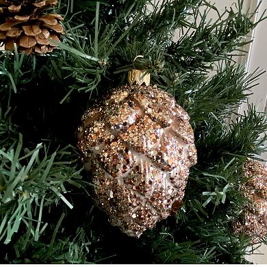 Discover Europe Made in Poland Glass Pinecones Christmas Ornament Set of 3