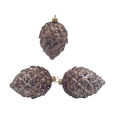 Discover Europe Made in Poland Glass Pinecones Christmas Ornament Set of 3