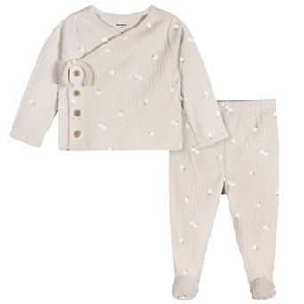 Baby Just Born® 2 pc Side Button Top & Footed Pants Set