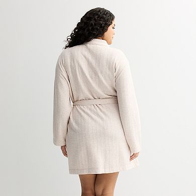 Plus Size Croft & Barrow Quilted Knit Wrap Robe