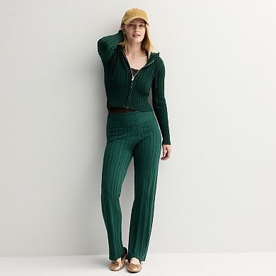 Juniors' Harper & Ivy Zip Up Cable Sweater