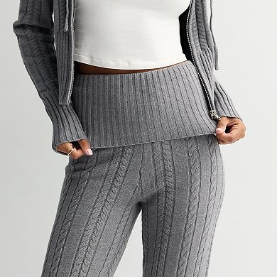 Juniors' Harper & Ivy Fold Over Cable Sweater Pants